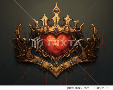 Majestic Love Symbol Ornate Heart and Crown Design 110394080
