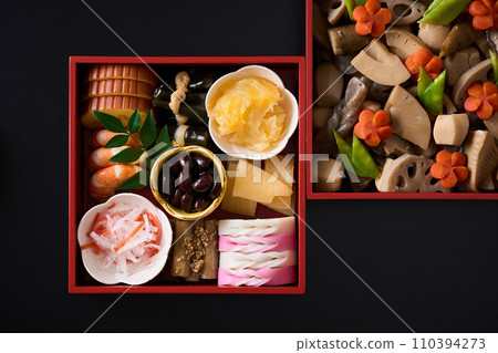 Osechi dishes piled high Osechi dishes piled high 110394273