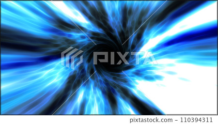 Blue hypertunnel spinning speed space tunnel made of twisted swirling energy magic glowing light lines abstract background 110394311
