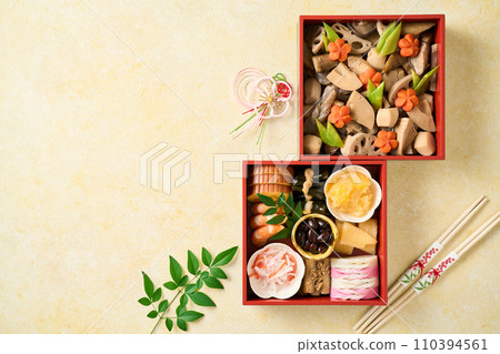 Osechi dishes piled high Osechi dishes piled high 110394561