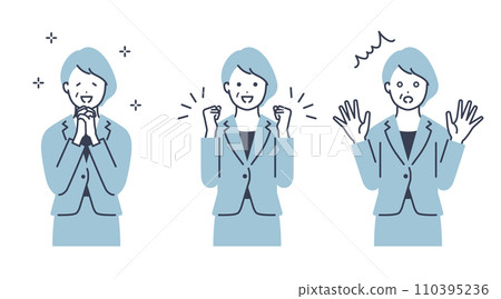 Middle senior business woman vector illustration material set 110395236