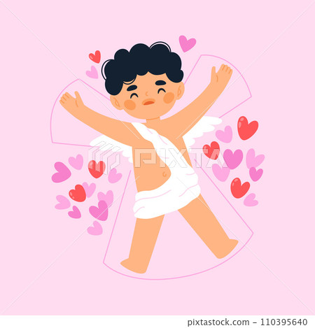 Cute cupid with hearts Cute cupid with hearts 110395640