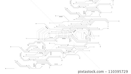 Black circuit diagram on white background. 110395729