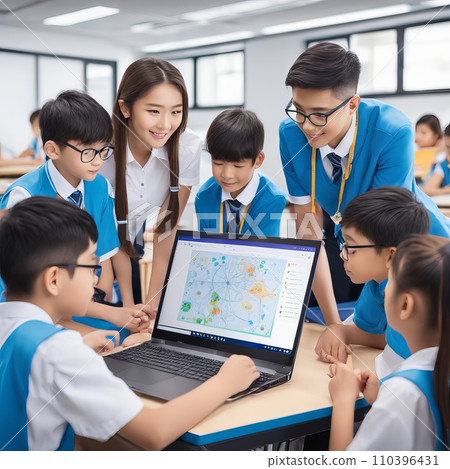 Children learning online education program 110396431