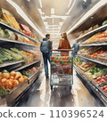 Young family in a grocery store 110396524
