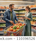 Young family in a grocery store 110396526