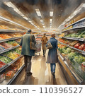 Young family in a grocery store 110396527