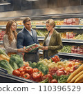 Young family in a grocery store 110396529