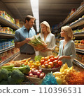 Young family in a grocery store 110396531