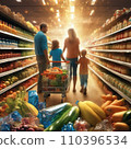 Young family in a grocery store 110396534