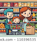 Young family in a grocery store 110396535