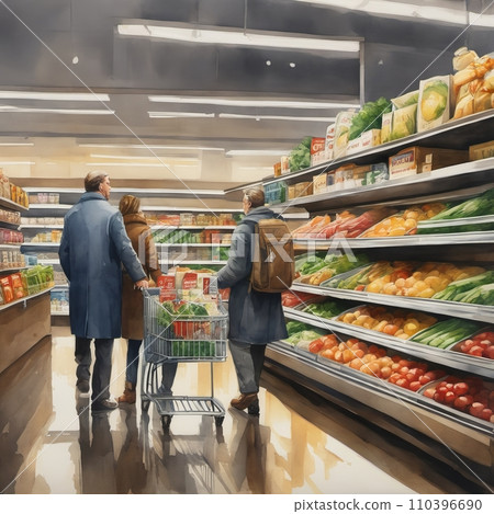 Young family in a grocery store Young family in a grocery store 110396690