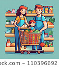 Young family in a grocery store 110396692
