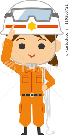 Image illustration of a female rescue worker saluting 110396721