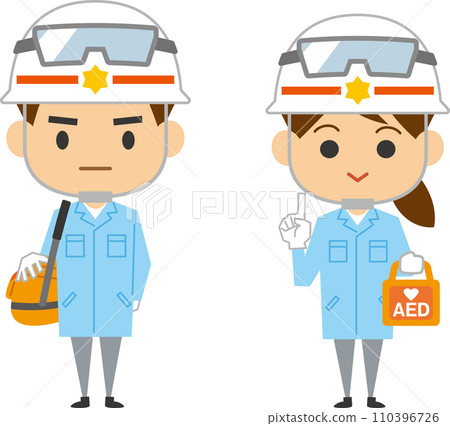 緊急救生員的圖像插圖（男女套裝） 110396726