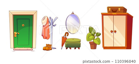 House hallway door, furniture and accessories. 110396840