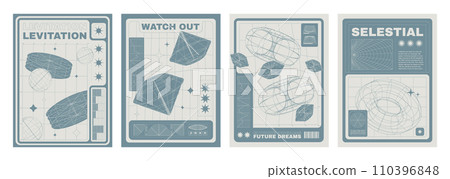 Poster and cover design layout in y2k style 110396848