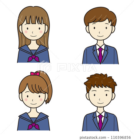 Junior high school student high school student male and female upper body vector Junior high school student high school student male and female upper body vector 110396856