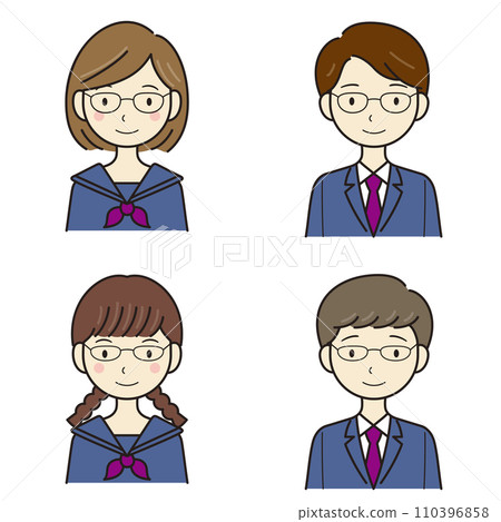 國中生高中生男女上半身向量圖 110396858
