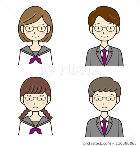 國中生高中生男女上半身向量圖 國中生高中生男女上半身向量圖 110396863