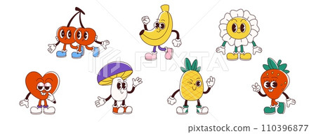 Retro groovy cartoon characters 110396877