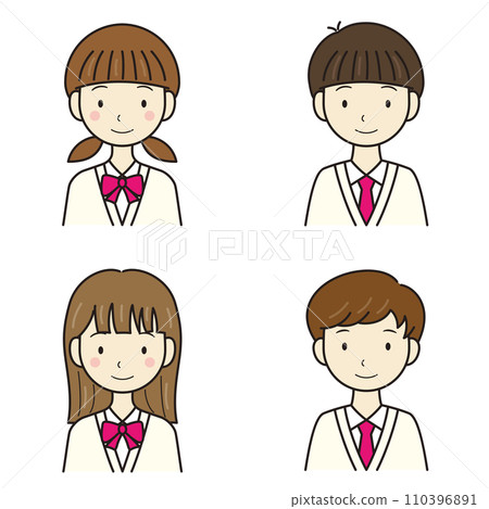Junior high school student high school student male and female upper body vector Junior high school student high school student male and female upper body vector 110396891