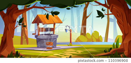 Water well in forest on shore of lake. Water well in forest on shore of lake. 110396908
