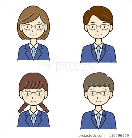 國中生高中生男女上半身向量圖 110396959
