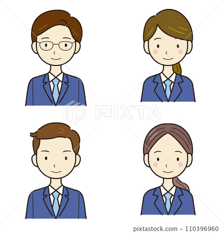 Junior high school student high school student male and female upper body vector Junior high school student high school student male and female upper body vector 110396960