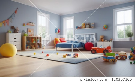 AI-generated content. Children room. Scattered toys. 110397160