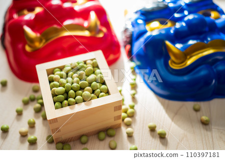 Soybeans in a masu Setsubun Ao Oni Aka Oni February Event Bean Throwing Soybeans in a masu Setsubun Ao Oni Aka Oni February Event Bean Throwing 110397181