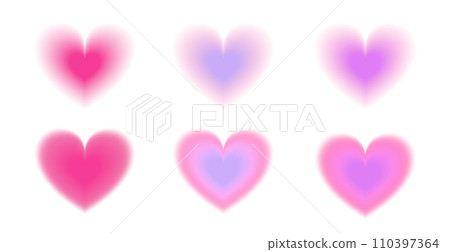 Set of blurred hearts in pink and lilac colors. Bright shapes for y2k design Set of blurred hearts in pink and lilac colors. Bright shapes for y2k design 110397364