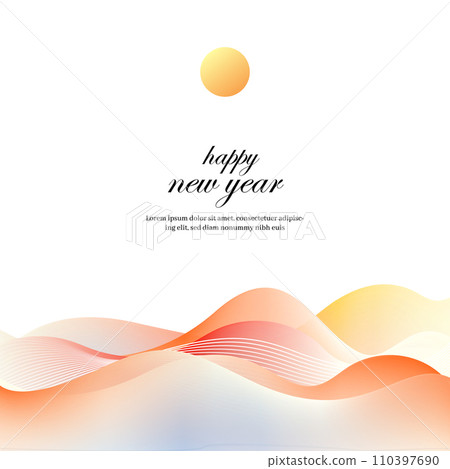 Happy New Year greeting card with abstract wavy background. korean tradition. 110397690