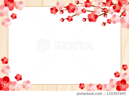 梅花、花、框架、春天、木板 110397845