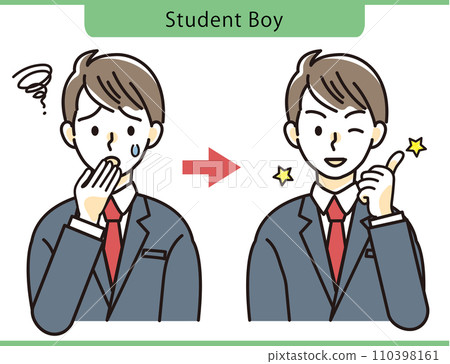 Troubled female student/male student who came up with a good idea Illustration material Troubled female student/male student who came up with a good idea Illustration material 110398161