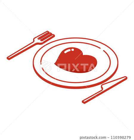 red heart on a plate 110398279