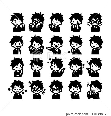 Set of silhouettes kids baby children editable vector icon in various poses Set of silhouettes kids baby children editable vector icon in various poses 110398378