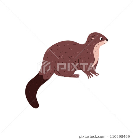 Otter, cartoon style vector illustration isolated on white background Otter, cartoon style vector illustration isolated on white background 110398469