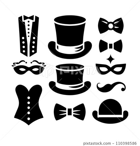 Top hat icon isolated on white background silhouette editable vector Top hat icon isolated on white background silhouette editable vector 110398586