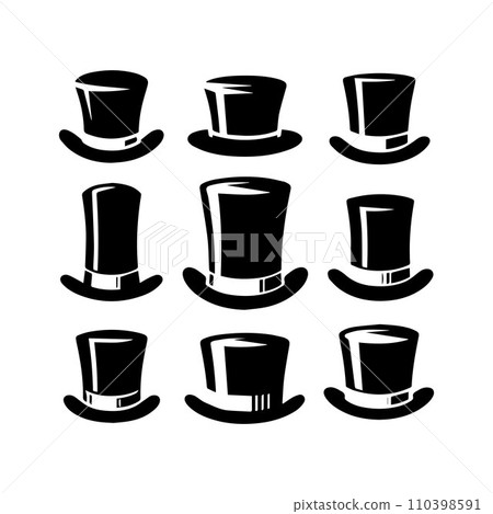 Top hat icon isolated on white background silhouette editable vector Top hat icon isolated on white background silhouette editable vector 110398591