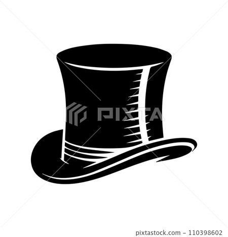 Top hat icon isolated on white background silhouette editable vector Top hat icon isolated on white background silhouette editable vector 110398602