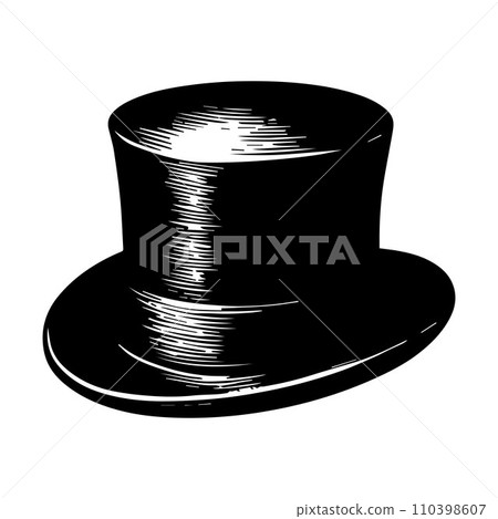 Top hat icon isolated on white background silhouette editable vector Top hat icon isolated on white background silhouette editable vector 110398607