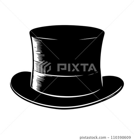 Top hat icon isolated on white background silhouette editable vector Top hat icon isolated on white background silhouette editable vector 110398609
