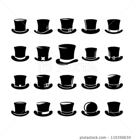 Top hat icon isolated on white background silhouette editable vector Top hat icon isolated on white background silhouette editable vector 110398630