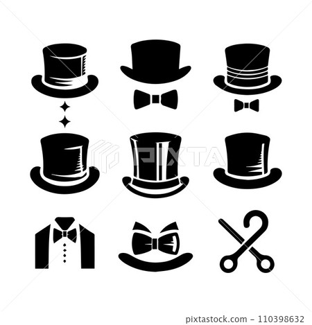 Top hat icon isolated on white background silhouette editable vector Top hat icon isolated on white background silhouette editable vector 110398632