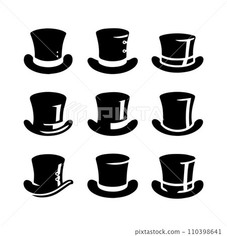 Top hat icon isolated on white background silhouette editable vector 110398641