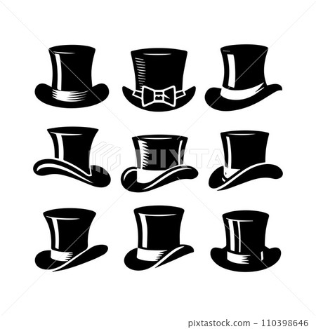 Top hat icon isolated on white background silhouette editable vector Top hat icon isolated on white background silhouette editable vector 110398646