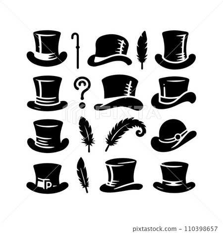 Top hat icon isolated on white background silhouette editable vector Top hat icon isolated on white background silhouette editable vector 110398657
