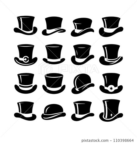 Top hat icon isolated on white background silhouette editable vector Top hat icon isolated on white background silhouette editable vector 110398664