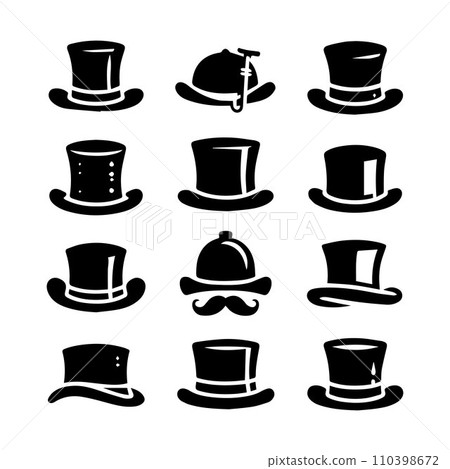 Top hat icon isolated on white background silhouette editable vector Top hat icon isolated on white background silhouette editable vector 110398672